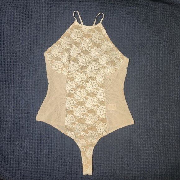 Beige Lace Bodysuit Size M - Picture 8 of 8